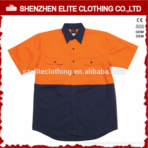 custom hi vis short sleeve safety fluorescent yellow reflective work shirts